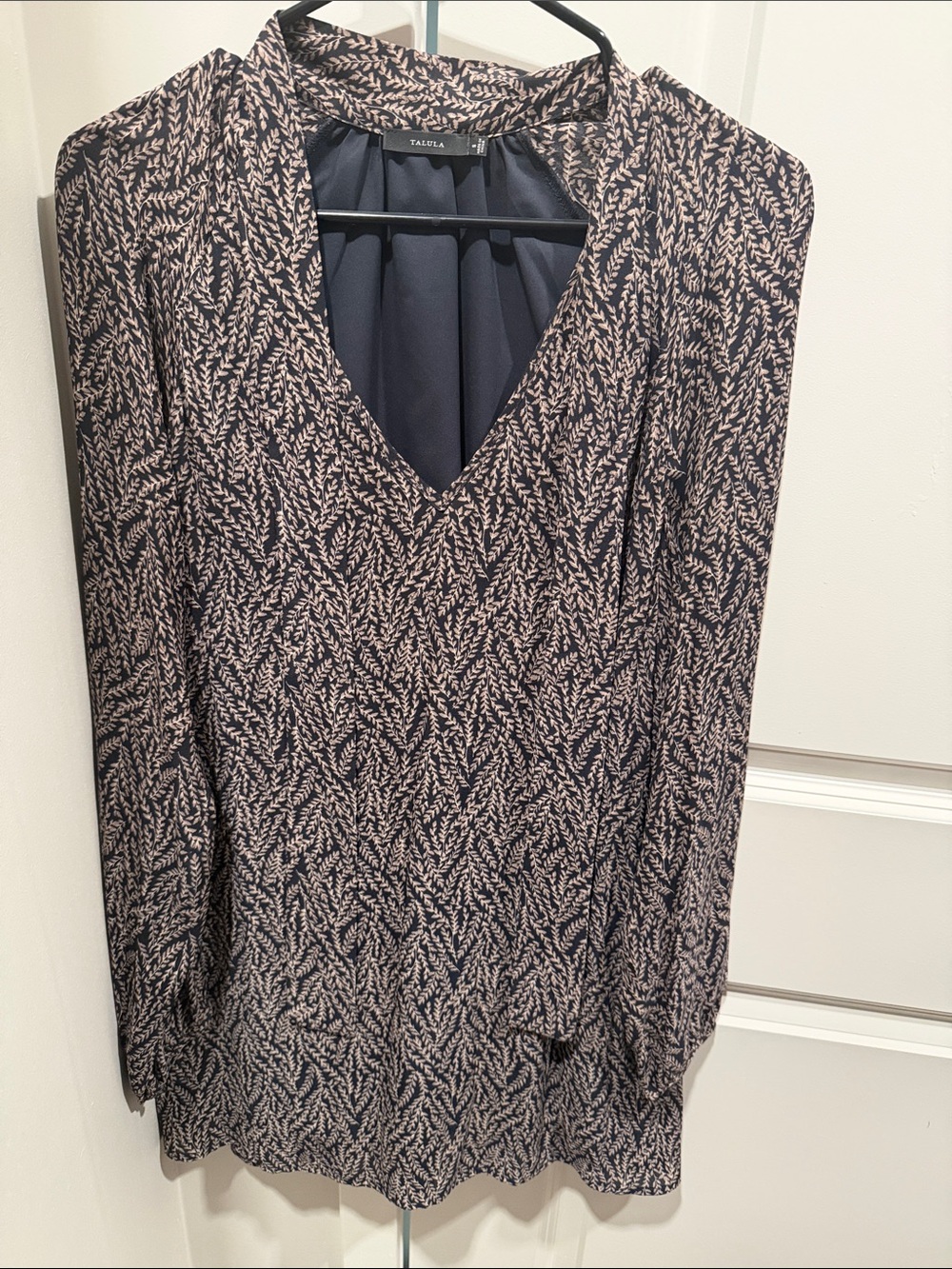 Talula Navy and Cream V-Neck Printed Tunic